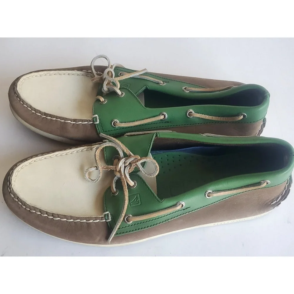 Sperry Men's Shoes Size 12M Green Tan Boat Shoes C197566 D-11 CH08 rare color
